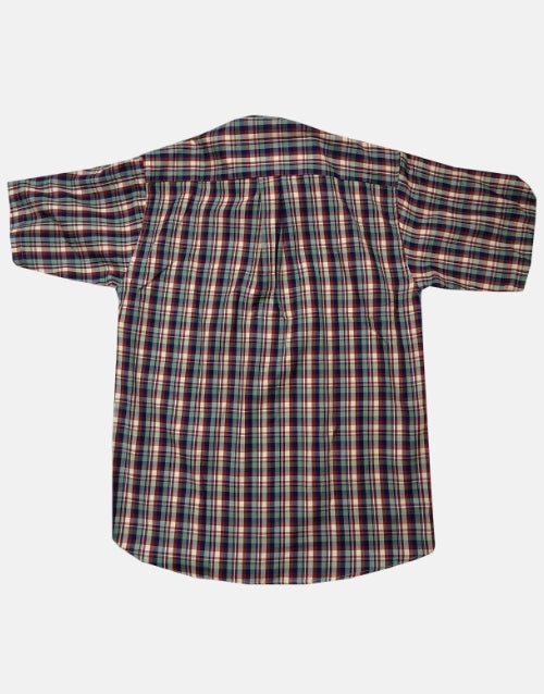 Aero SS Green Navy Check Shirt