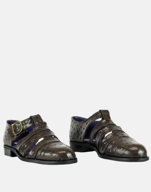 Bishop Choc Ostrich Sandal Shoe