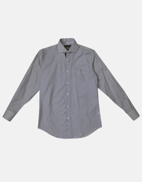 Rossini Navy Blue White Pattern LS Shirt