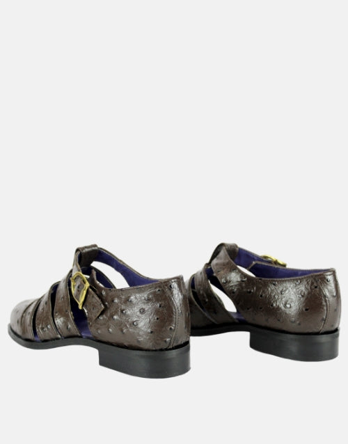 Bishop Choc Ostrich Sandal Shoe