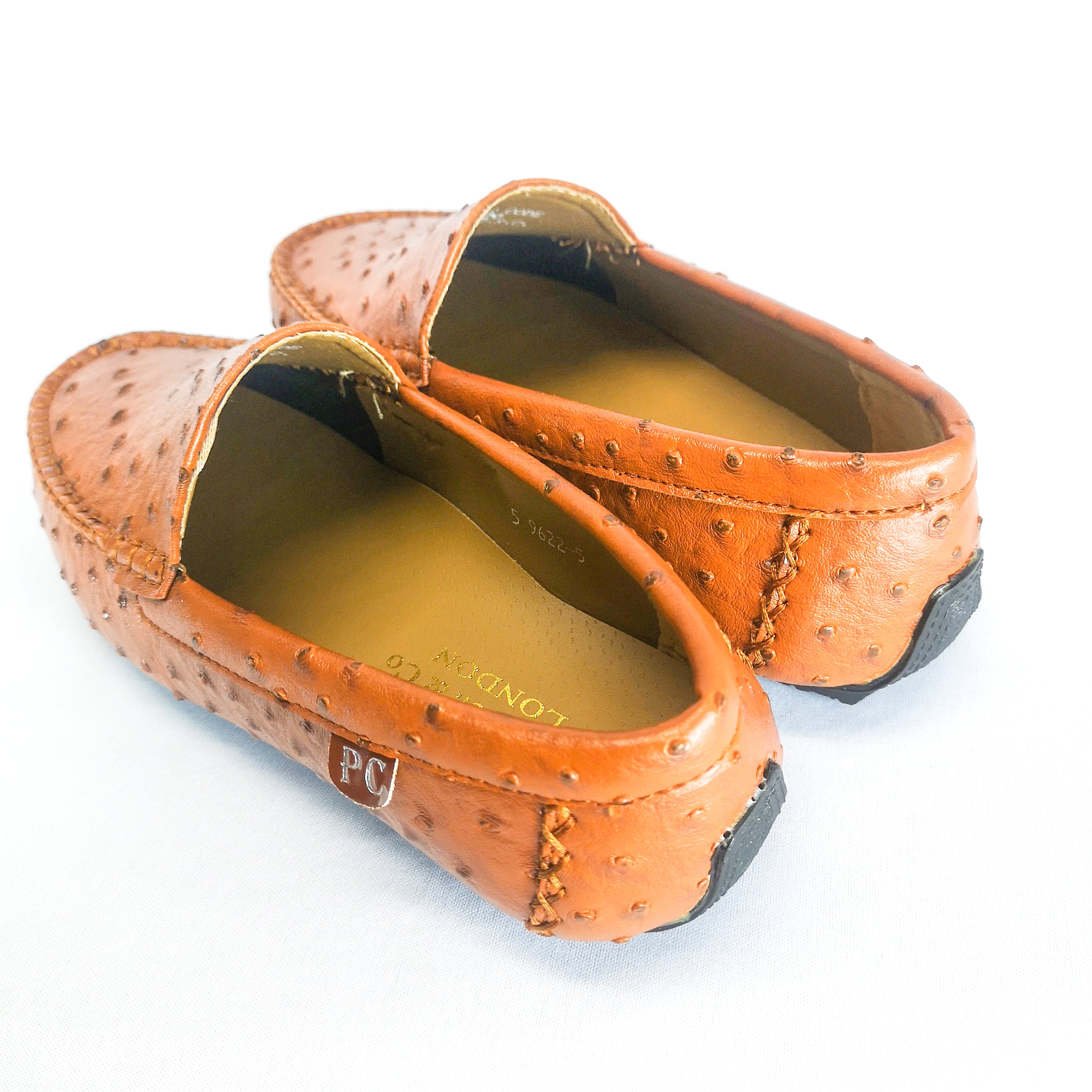 P.Crouch & Co Tan Ostrich Carvella Mocassin