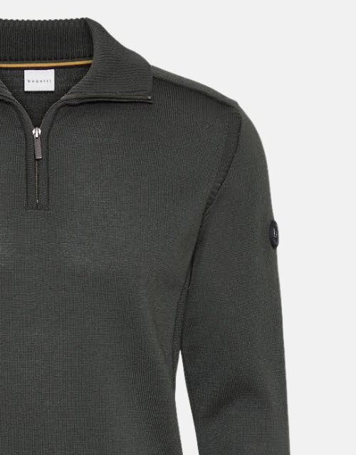 Bugatti Olive 1/4 Zip Knitwear Jersey Sweater