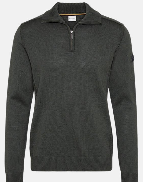 Bugatti Olive 1/4 Zip Knitwear Jersey Sweater