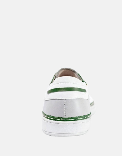 MMS LEATHER GREEN WHITE Italian Racer SNEAKER