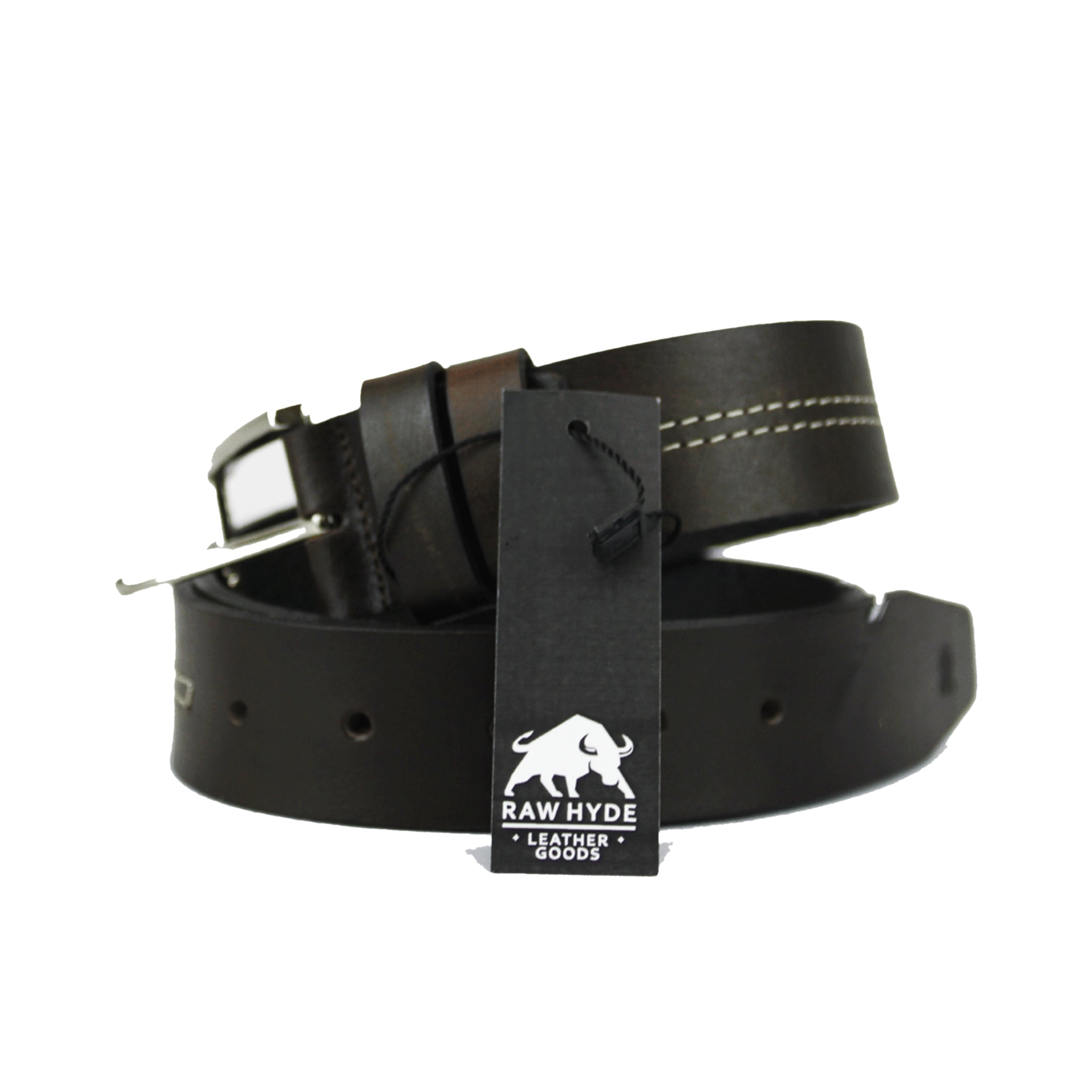 RAW HYDE WHITE STRIPE DARK BROWN BELT