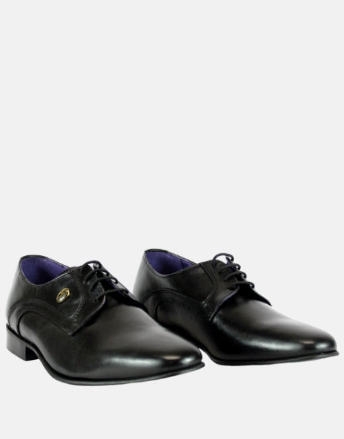 Bishop Leather Black Plain Derby Shoe