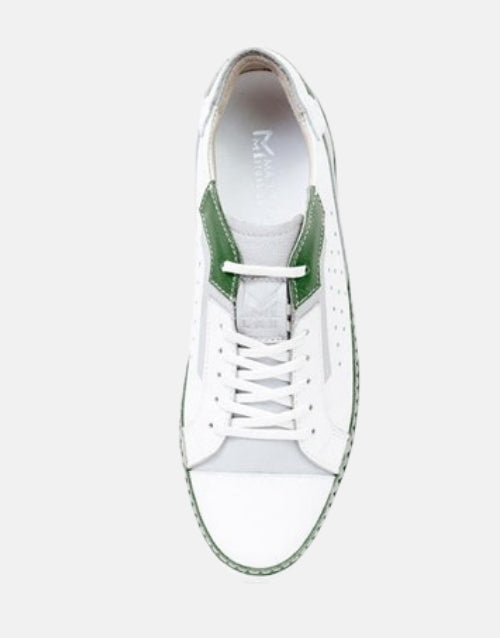 MMS LEATHER GREEN WHITE Italian Racer SNEAKER