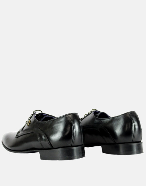Bishop Leather Black Plain Derby Shoe