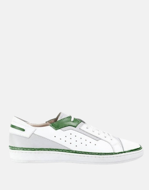 MMS LEATHER GREEN WHITE Italian Racer SNEAKER