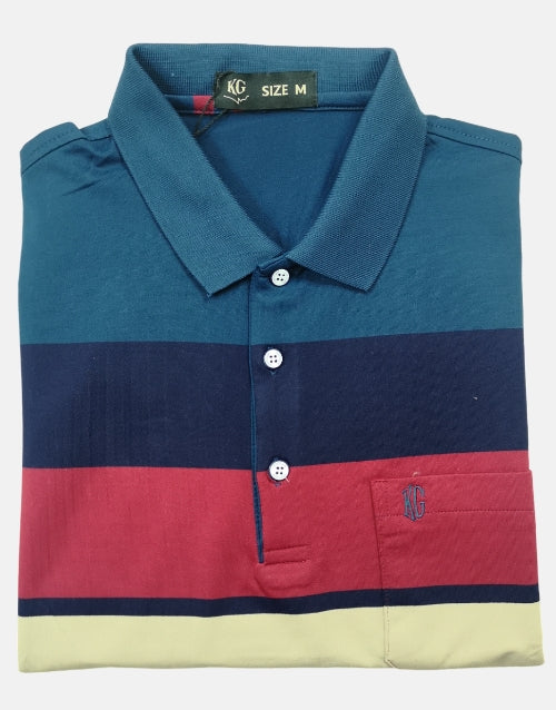 KG Maroon Navy blue Striped Golfer