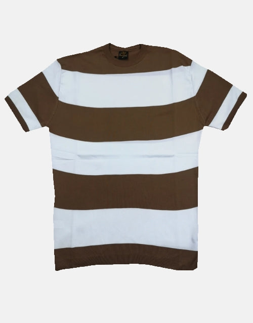 KNITWEAR SS BROWN STRIPE