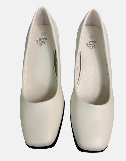 Ladies Carlo Bossi White Block High Heels