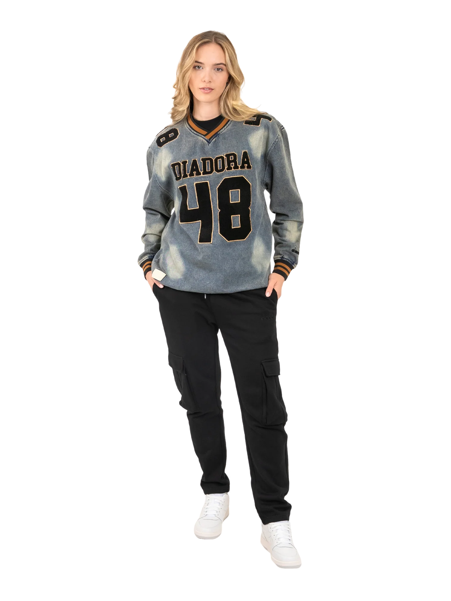 Diadora Dark Denim Piero V Neck Sweater