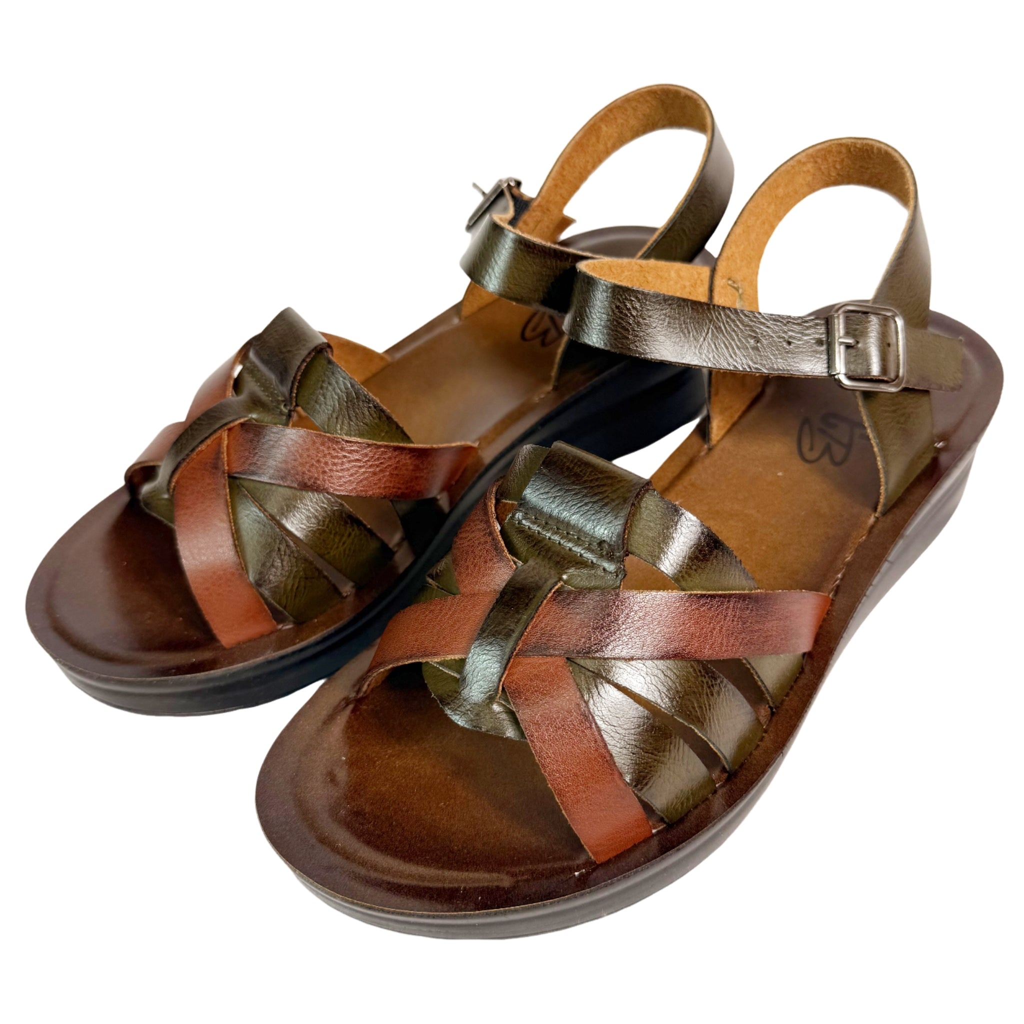 Ladies Carlo Bossi Platform Olive Sandals