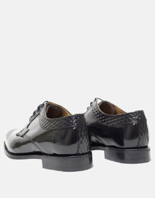 Bishop Black Leather Semi Brogue Shoe