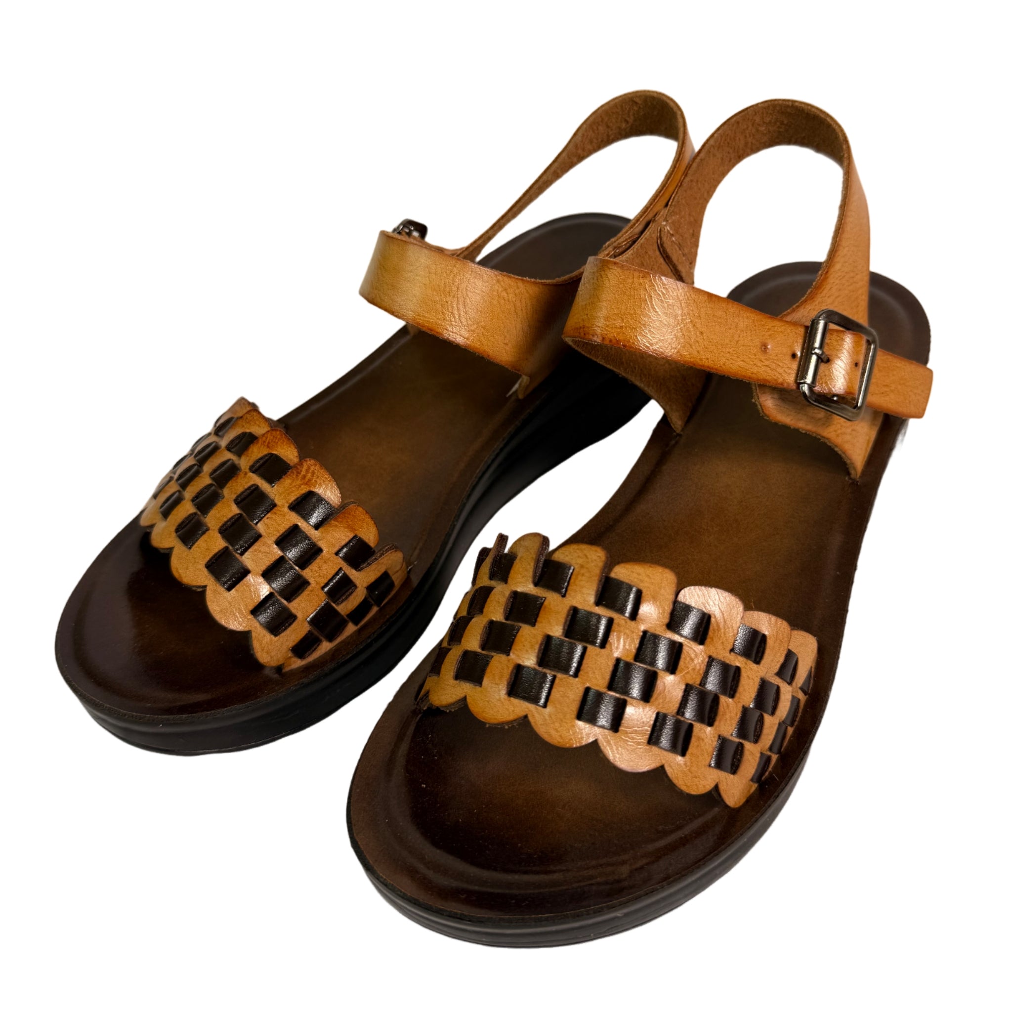 Ladies Carlo Bossi Platform Beige Brown Sandals