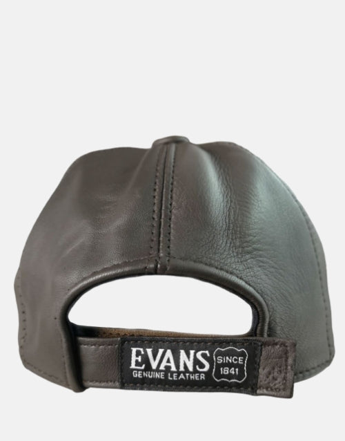 EVANS Brown Genuine Leather Cap