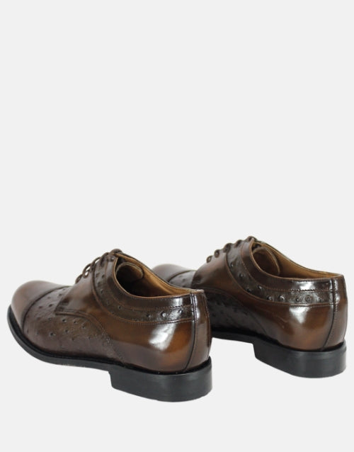 Bishop Leather Walnut Ostrich Shoe