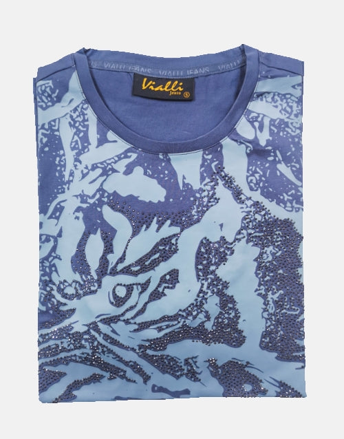 Vialli Arino Tiger Blue T Shirt
