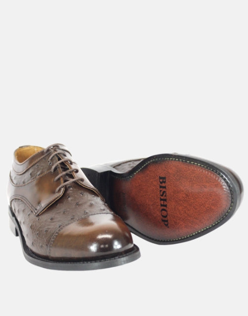 Bishop Leather Walnut Ostrich Shoe