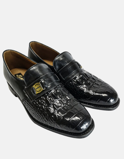 Bishop Leather Croc Black Mocassin