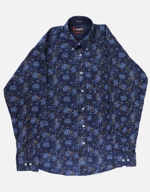 AERO Navy Patterned L/S Shirt