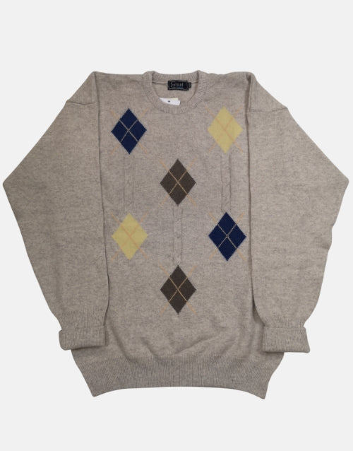 Grant Of Scotland LambsWool Diamond Argyle Knitwear Jersey