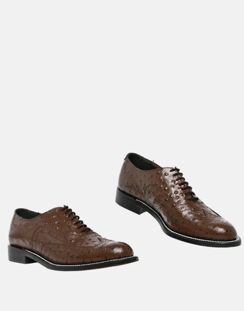 Barker Leather Brown Ostrich Shoe