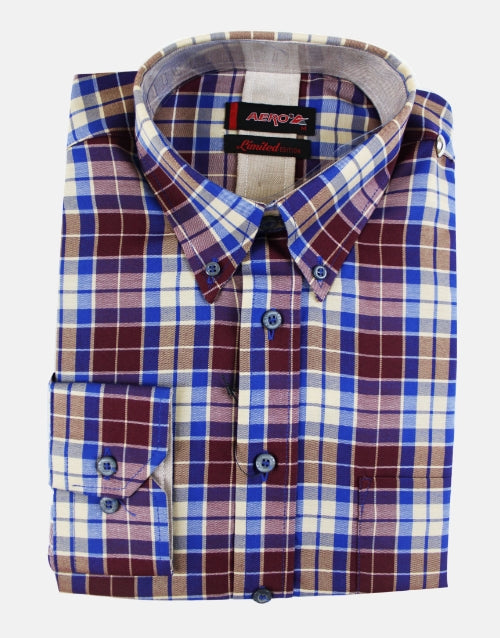 AERO LS Check Burgundy Shirt