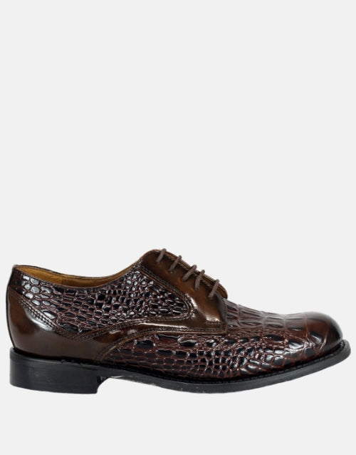 Bishop Leather Walnut Croc Shoe