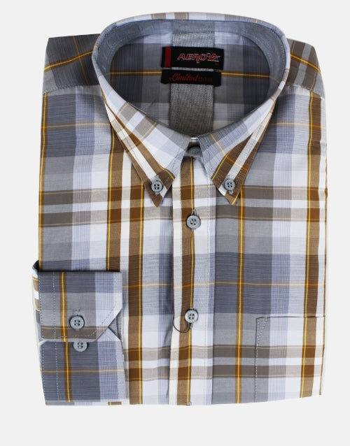 AERO Light Blue/Brown L/S Shirt