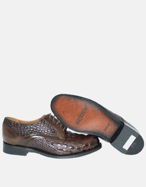 Bishop Leather Walnut Croc Shoe