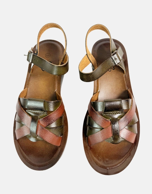 Ladies Carlo Bossi Platform Olive Sandals