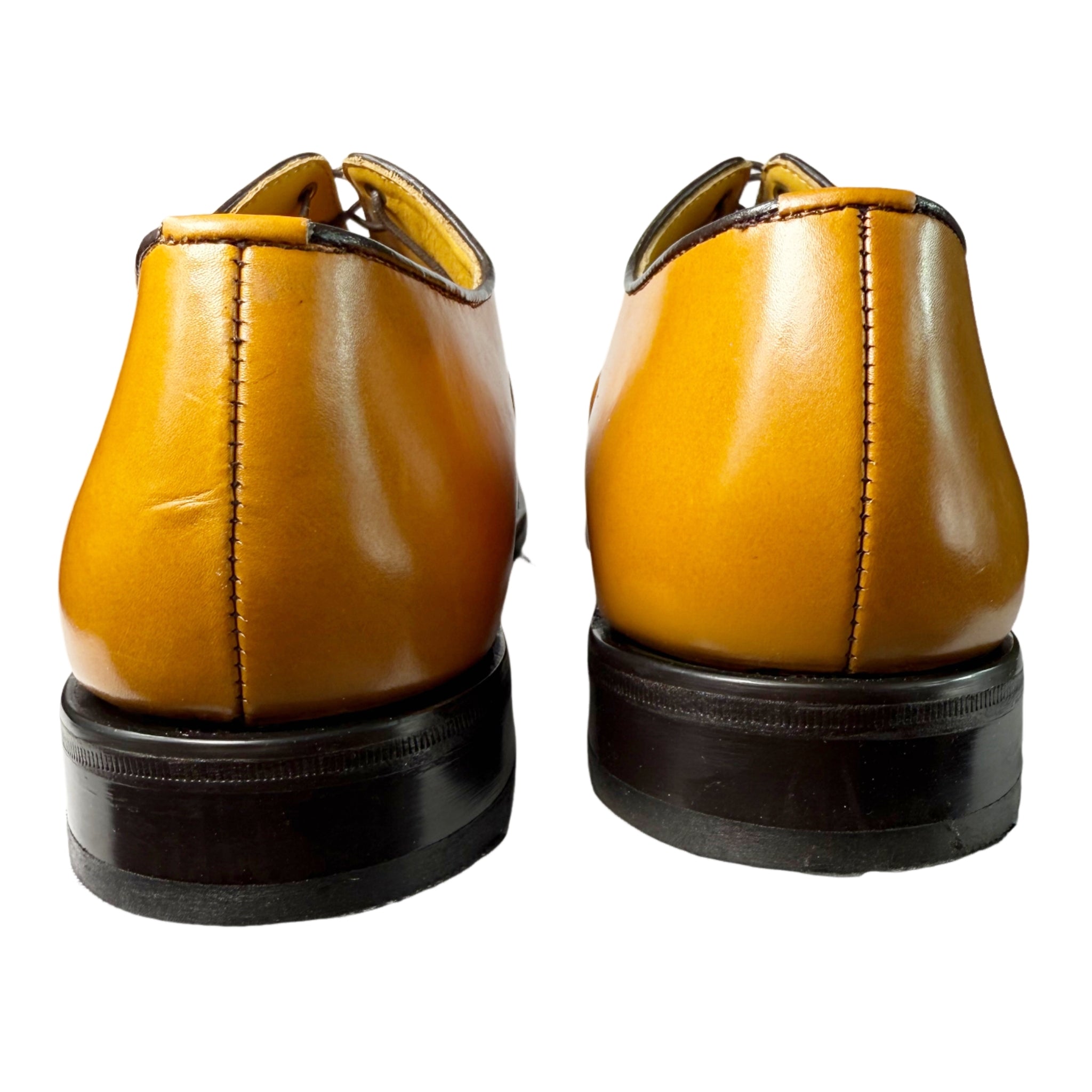 SAXONE Leather Tan Toe Cap Shoe
