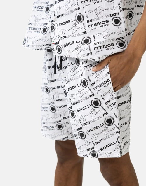 Borelli Curzio White Allover Print Cotton Short