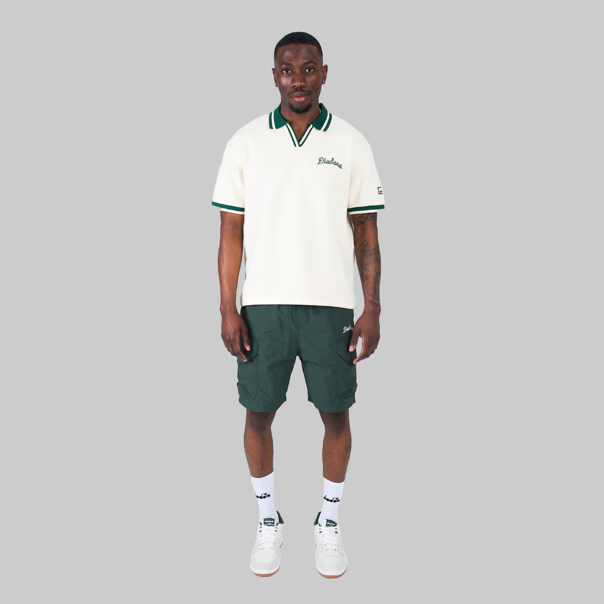 Diadora Ace White Green Polo Shirt