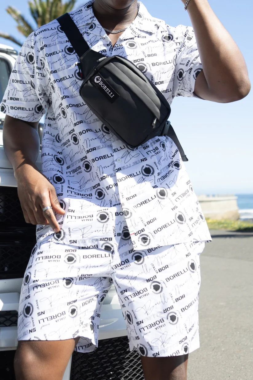 Borelli Cezaro White Allover Print Cotton Shirt