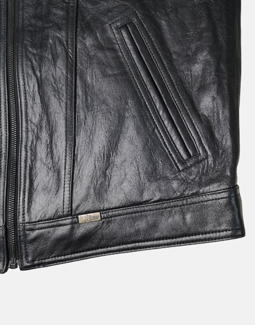 Pointer Original Leather Black Bunny Zip Jacket