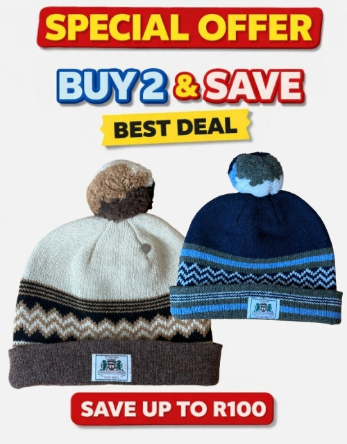 2 X STRACHAN & MYBURGH 100% Wool Beanie