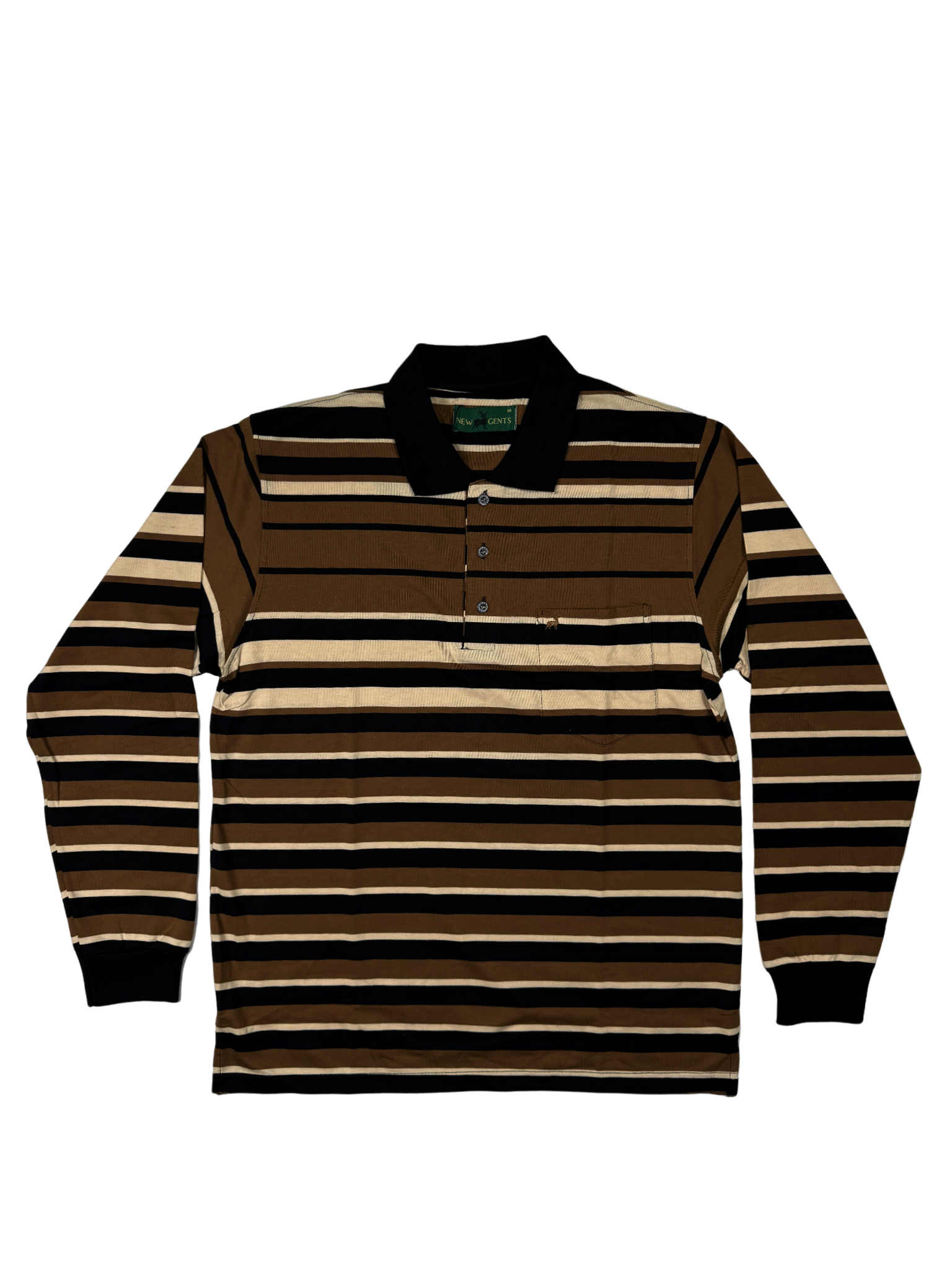 NEW GENTS Camel Striped LS Golfer