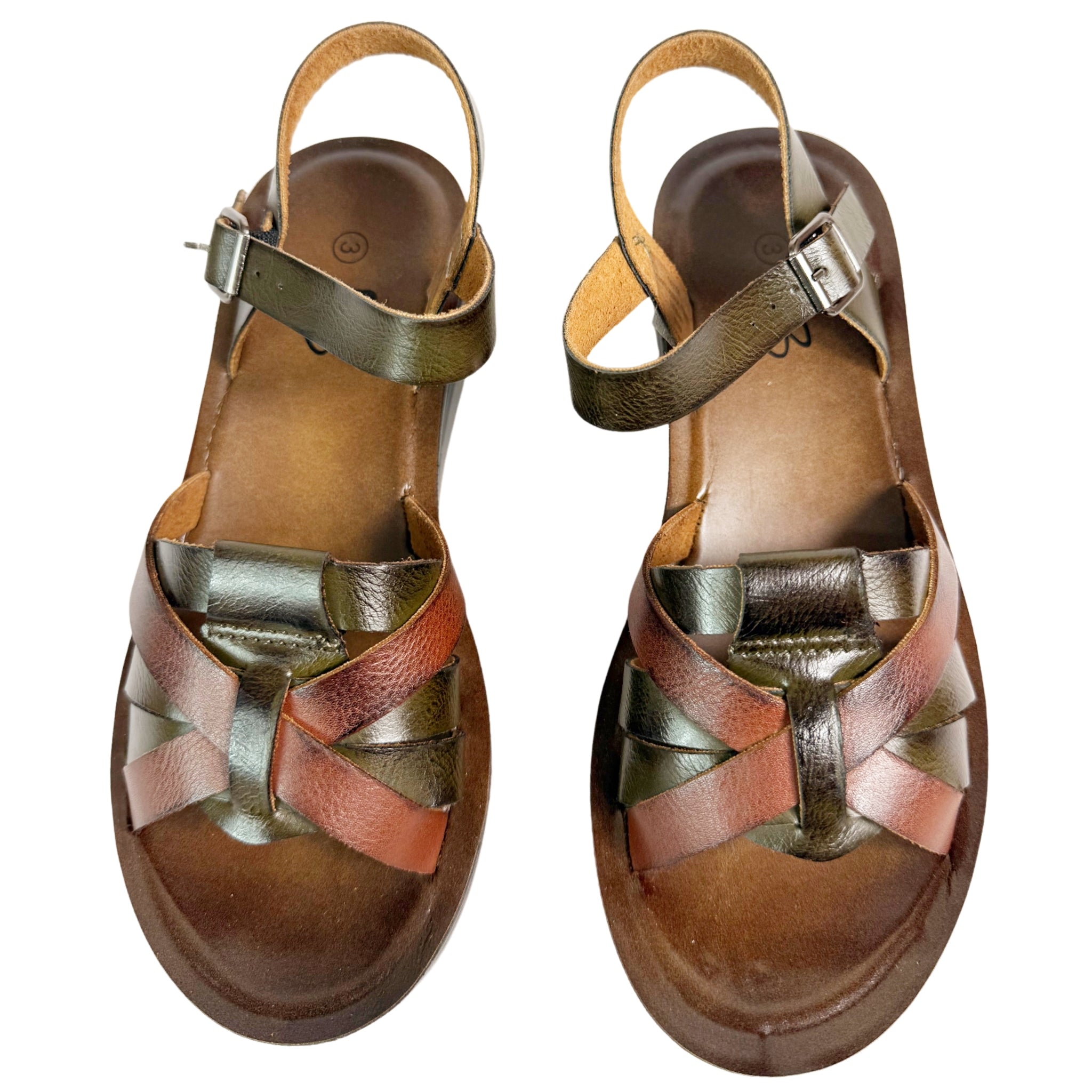 Ladies Carlo Bossi Platform Olive Sandals