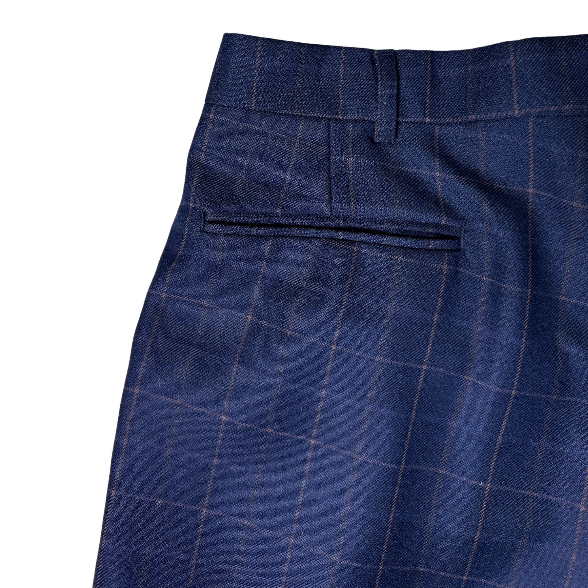 Navada Navy 2 Pleat Check Trouser