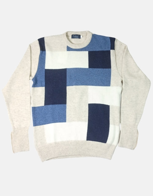 Grant of Scotland Color Block Oat Lambs Wool Knitwear