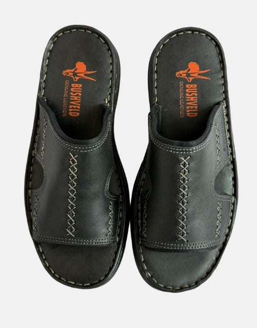 Bushveld Genuine Leather Black Slide Sandal