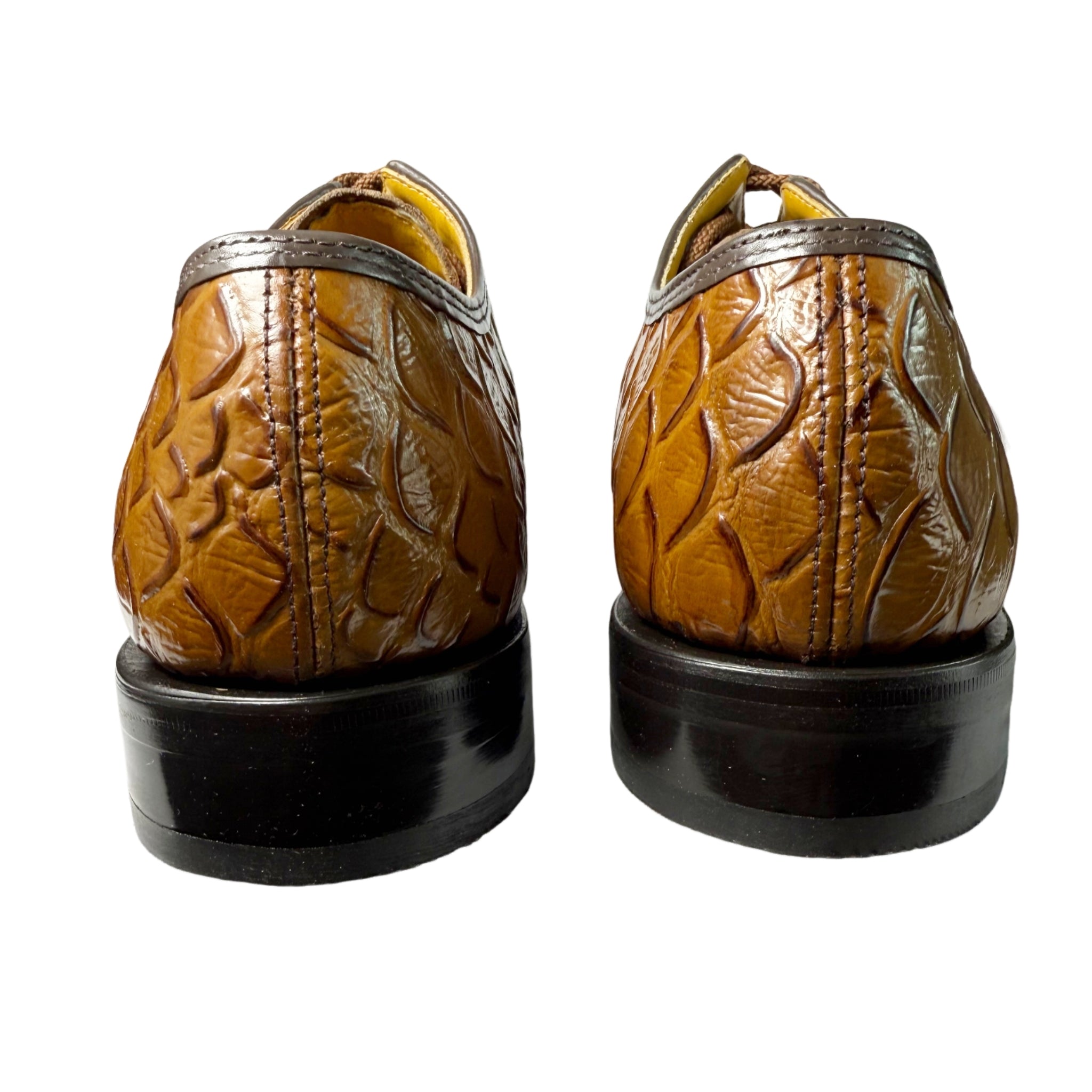 SAXONE Leather Tan Brown Croc Shoe