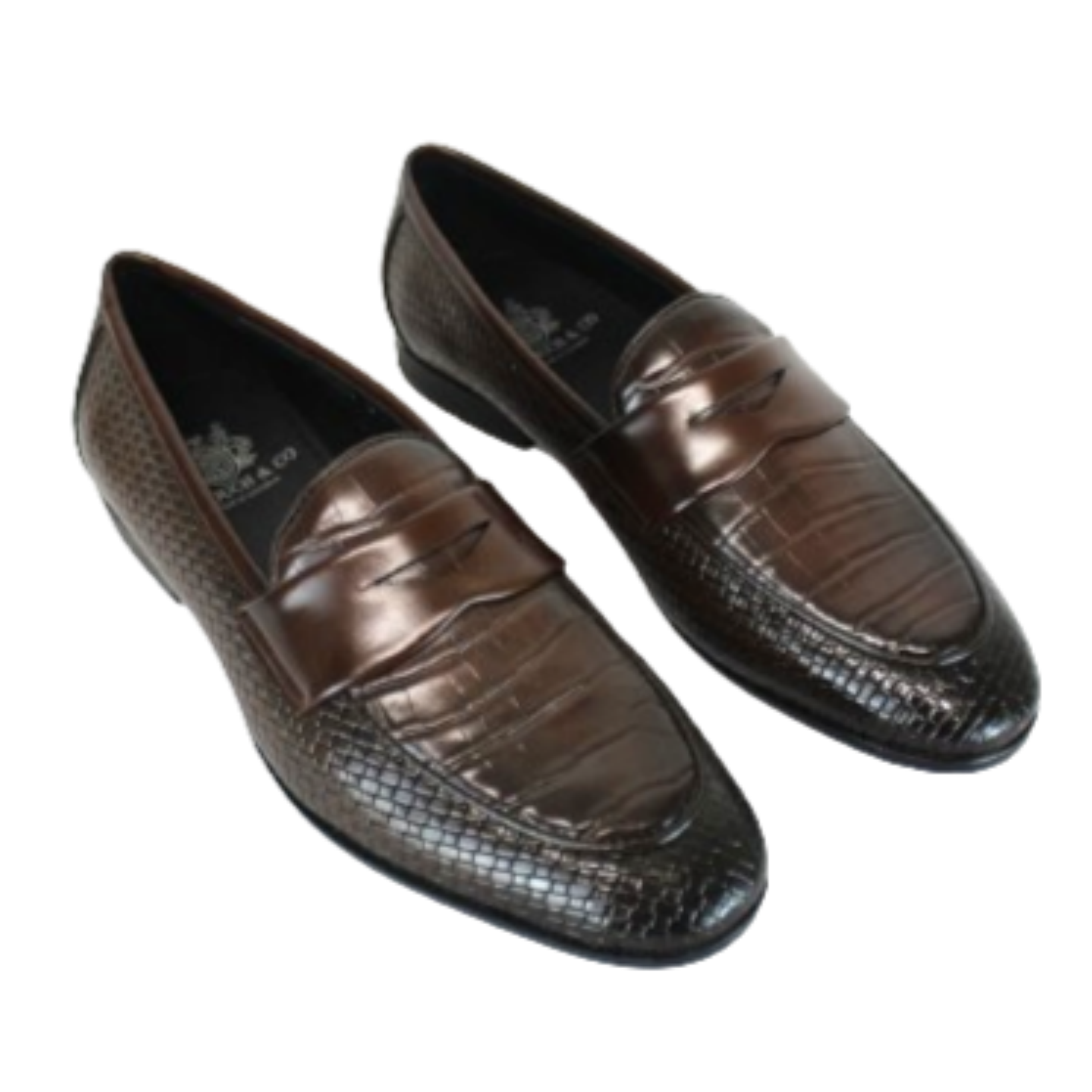 P CROUCH & CO Ox Blood Brown Croc
