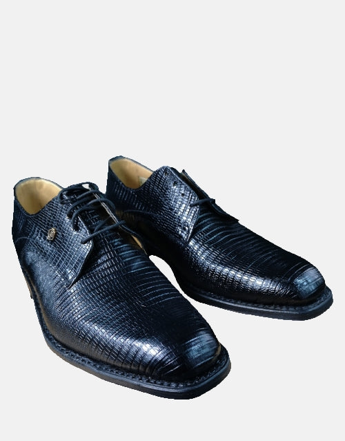 Crockett & Jones Kingston Leather Black Lizzard Shoe