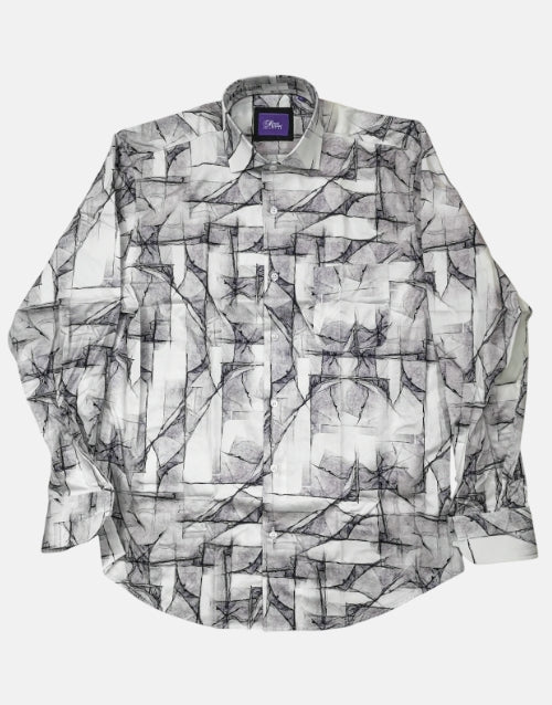 Rossini LS Reg Marble Pattern Grey Shirt