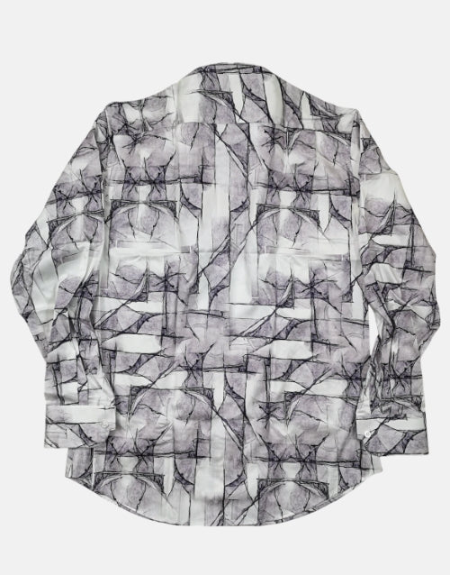 Rossini LS Reg Marble Pattern Grey Shirt