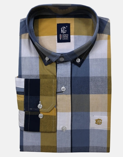 KG Blue Mustard Check Shirt